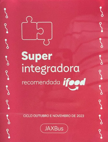 Selo Super Integradora recomendada iFood concedido ao JAXBus
